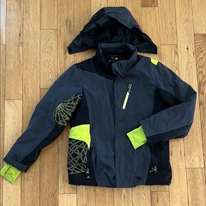 Spyder Ski Snowboard Jacket Kids Black and Neon Yellow Sz 16
